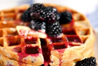 Effortless Overnight Blackberry Yeast Waffles