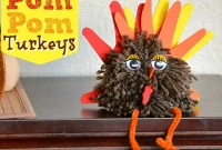 Crafting Pom Pom Turkeys for Thanksgiving