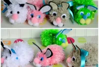 Fluffy Pom Pom Easter Bunnies