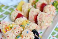 Funfetti Rice Krispies Treats and Fruit Kabobs