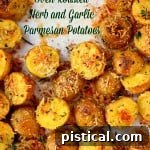 roasted potatoes with parmesan and garlic on sheet pan