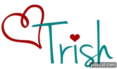 Author's signature 'Trish' with a heart