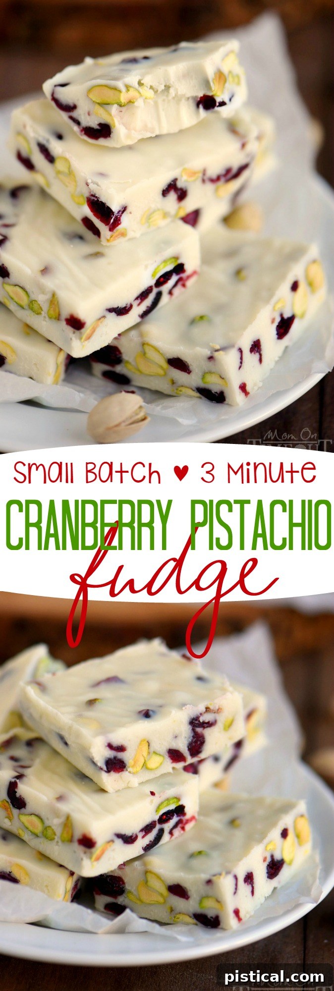 Cranberry Pistachio Fudge step-by-step process collage for easy preparation during holidays.