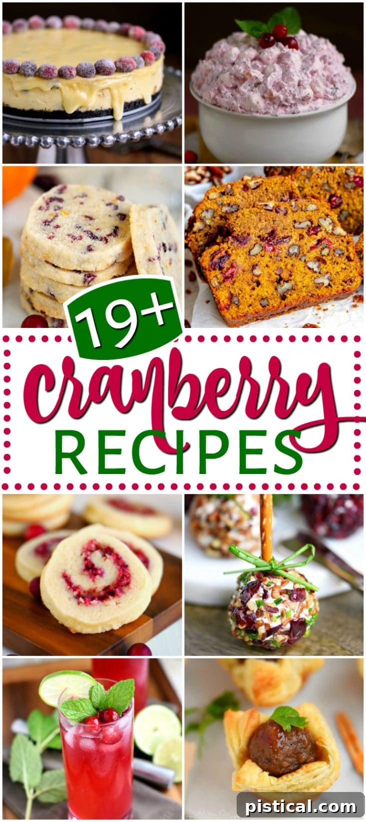 A collage of various cranberry dishes and recipes, highlighting the diversity and appeal of holiday cranberry creations.
