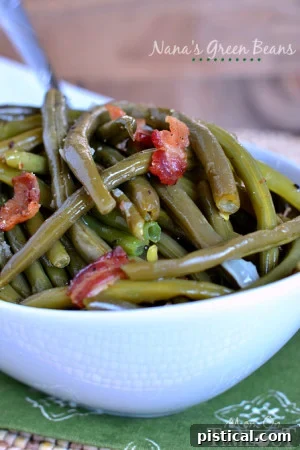Rustic green beans with savory seasonings, a comforting and simple vegetable side dish.