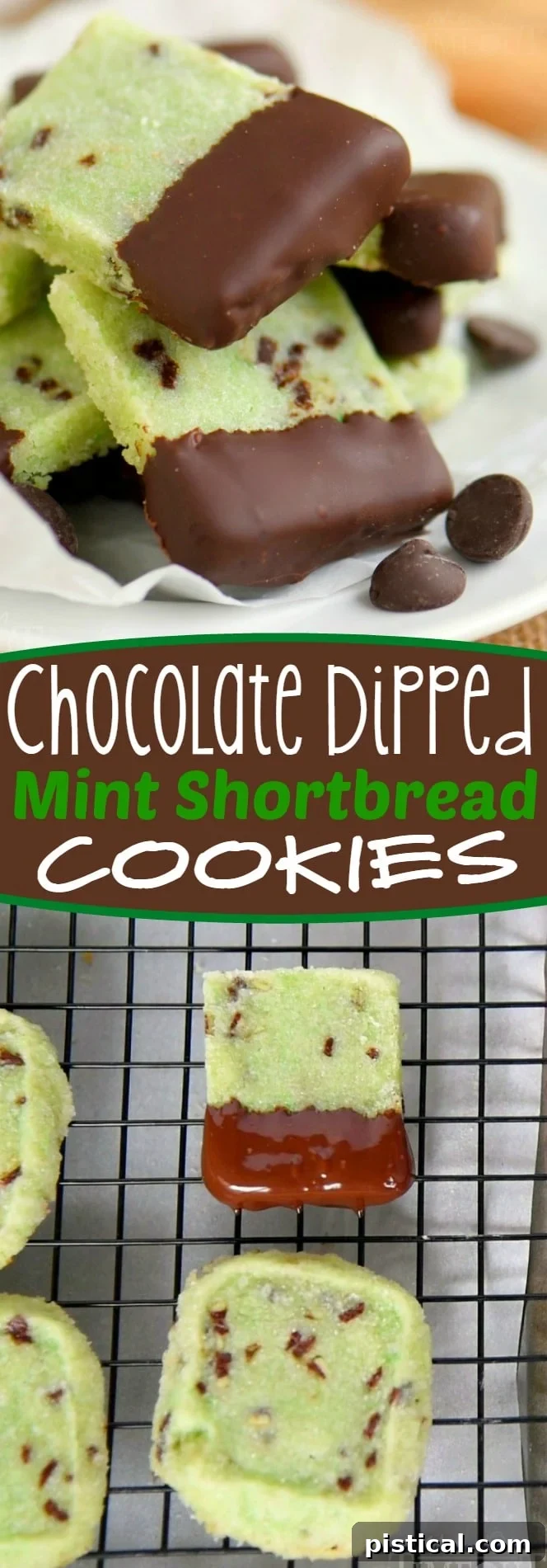 A festive holiday platter featuring a variety of mint-themed desserts, including chocolate-dipped cookies.
