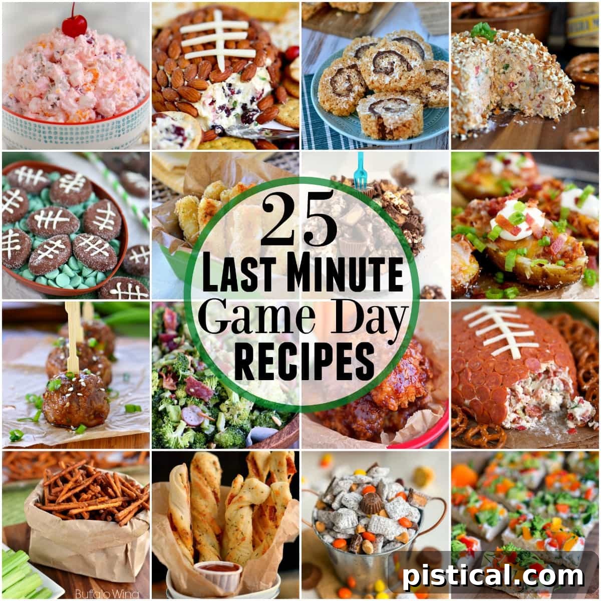 25 Game Day Crunch-Time Recipes 3 For those of you who procrastinate like I do - 29 Last Minute Game Day Recipes that require minimal ingredients and time! Sweets, savory, snacks - you'll find it all here!