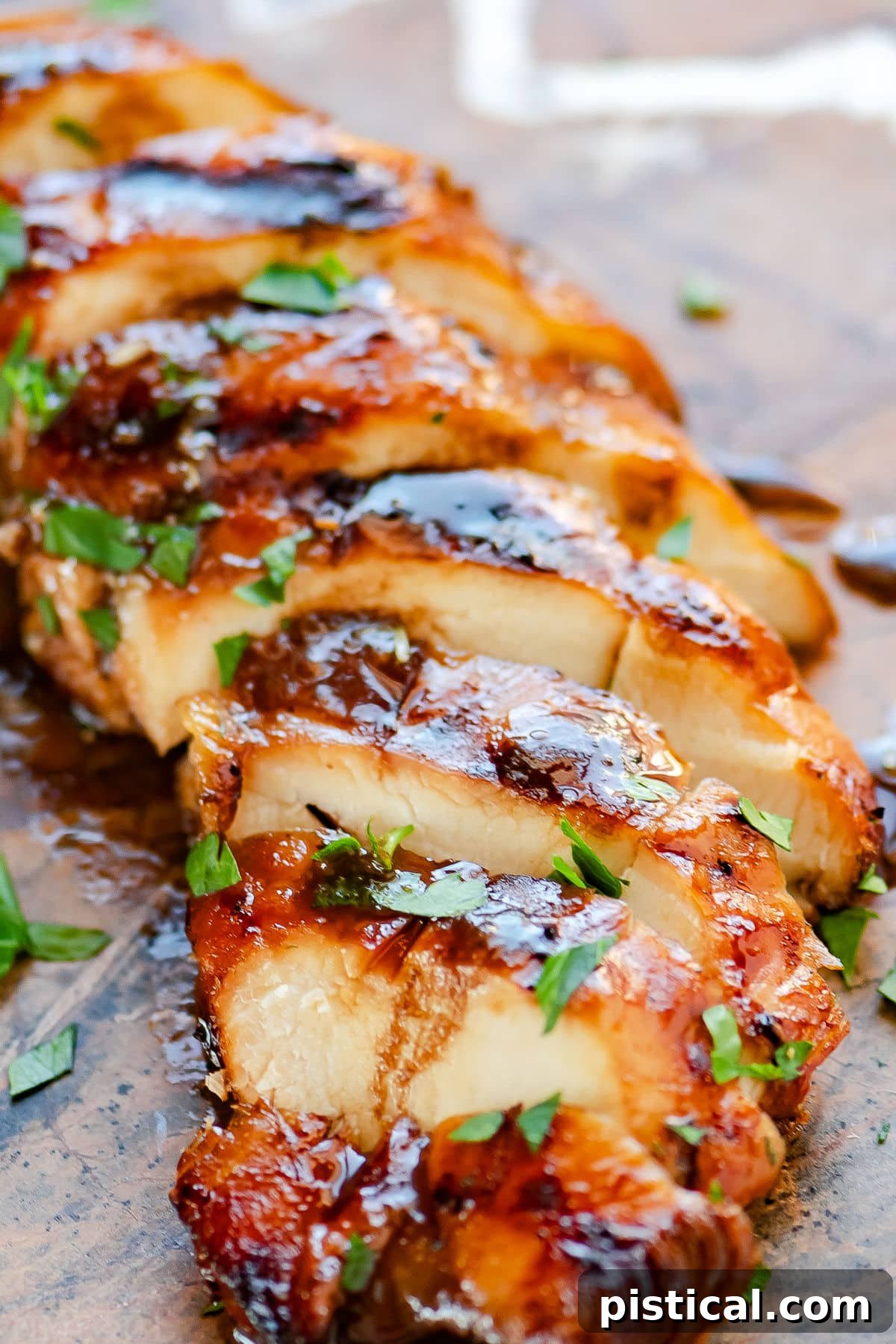 delicious chicken breast that has been grilled after being marinated for hours. Topped with fresh parsley.