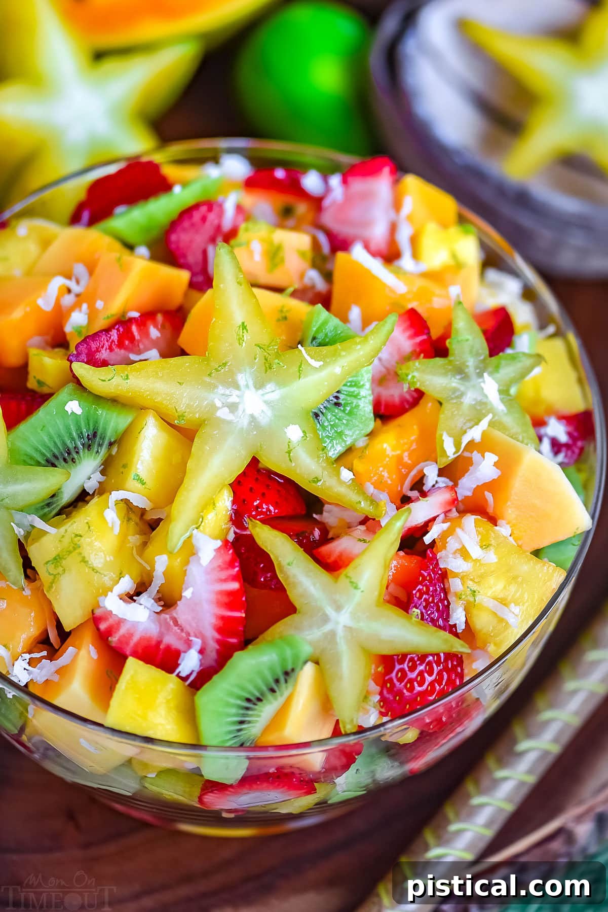 Island Fruit Medley with Zesty Honey Glaze 6 bright and vibrant fruit salad made with tropical fruits.