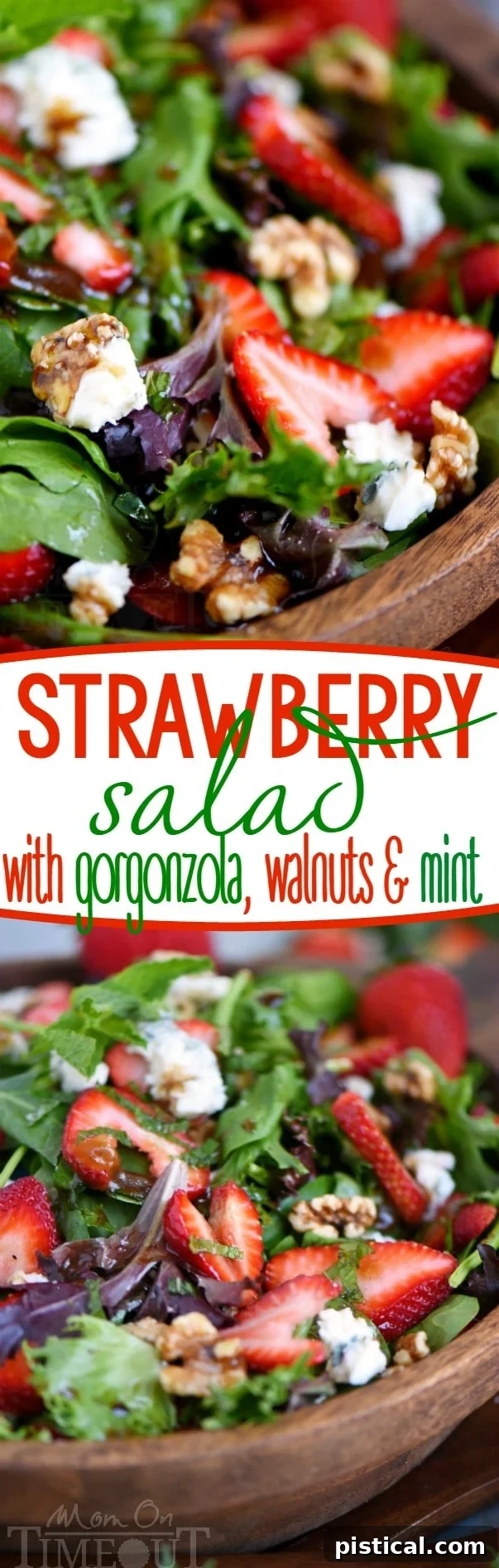 Visually appealing shot of Strawberry Spinach Salad, emphasizing its freshness and inviting texture.