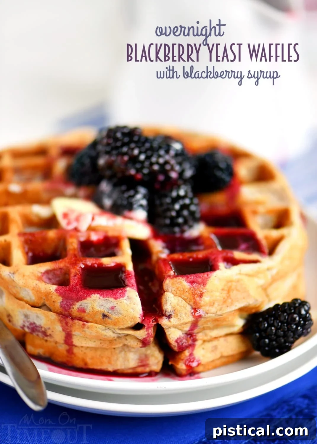 Effortless Overnight Blackberry Yeast Waffles 2 Better-for-you Overnight Blackberry Yeast Waffles with blackberry syrup - breakfast has never looked so good! Five minutes of work the night before delivers the most amazingly delicious waffles the next morning!
