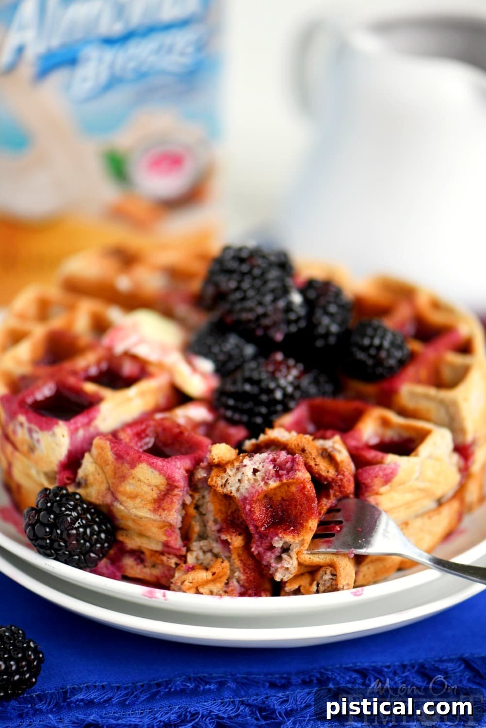 Effortless Overnight Blackberry Yeast Waffles 5 Better-for-you Overnight Blackberry Yeast Waffles with blackberry syrup - breakfast has never looked so good! Five minutes of work the night before delivers the most amazingly delicious waffles the next morning!