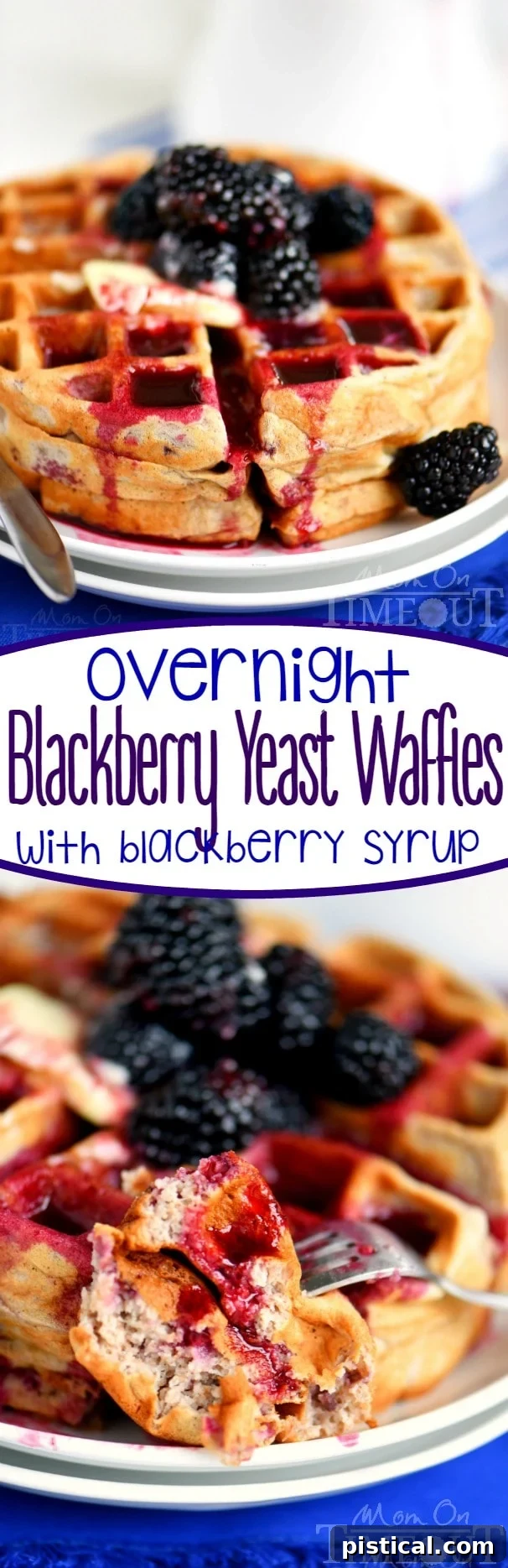 Effortless Overnight Blackberry Yeast Waffles 8 Better-for-you Overnight Blackberry Yeast Waffles with blackberry syrup - breakfast has never looked so good! Five minutes of work the night before delivers the most amazingly delicious waffles the next morning!