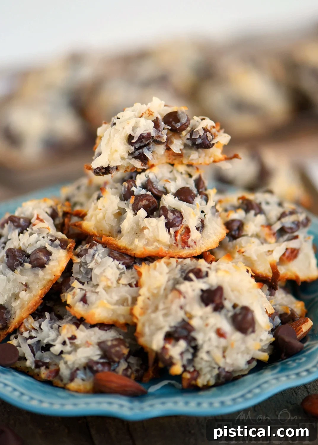 Simple Four Ingredient Coconut Almond Chocolate Cookies 5 These easy Almond Joy Cookies take just four ingredients and don't even require a mixer! No beating, no chilling, just mix 'em up and throw 'em in the oven EASY! You're going to love these ooey gooey fabulous cookies!