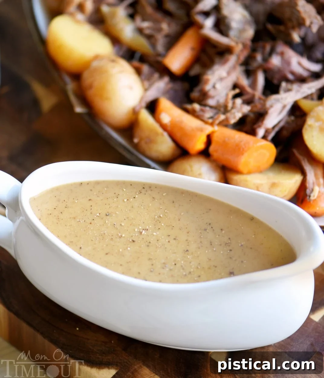 Homemade Pot Roast Gravy pot roast gravy in gravy boat