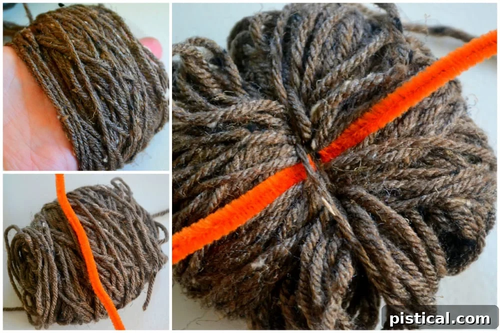 Pom Pom Turkeys Step 1: Winding the Yarn Pom Pom Turkeys Step 1