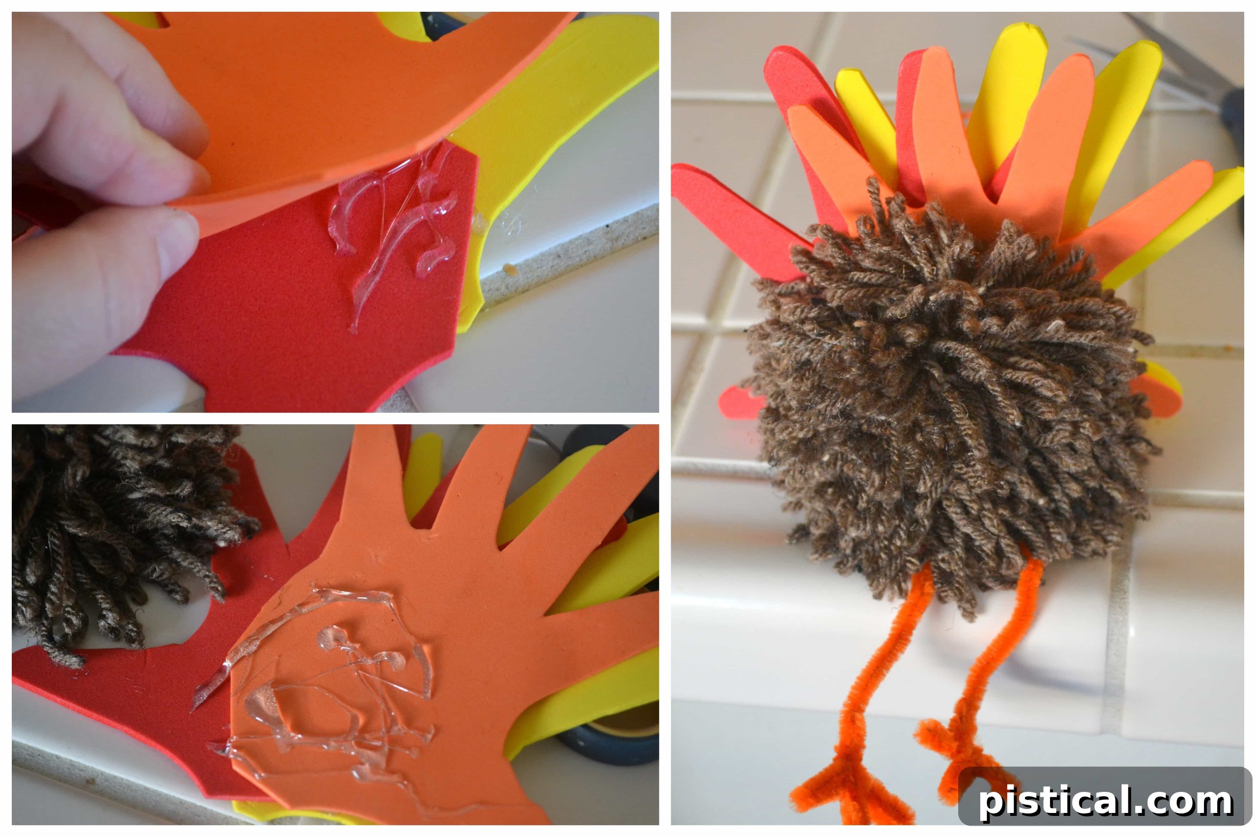 Attaching Handprint Feathers to Turkey Attaching Handprint Feathers to Turkey