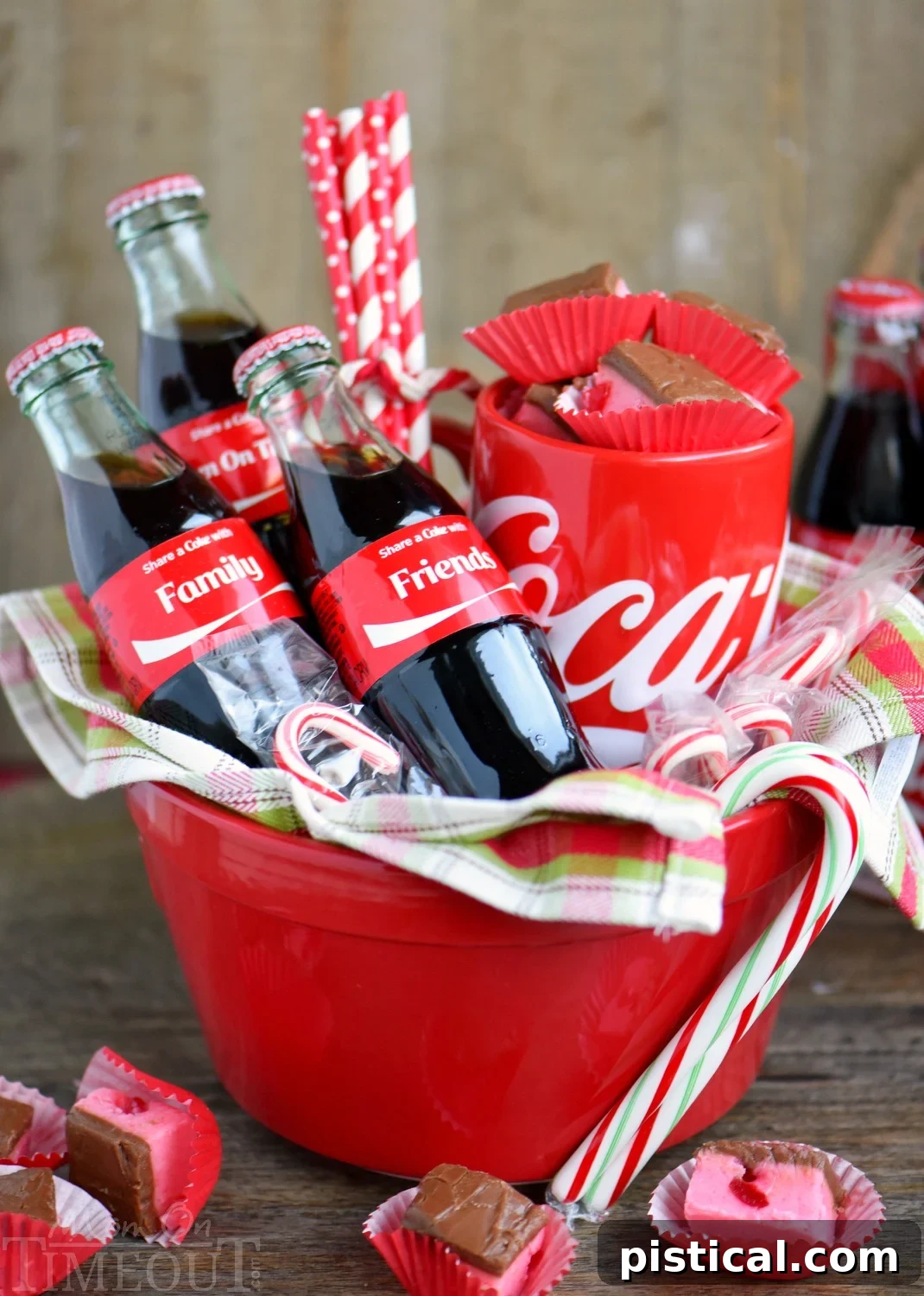 Personalized Coca-Cola bottles with various names, perfect for holiday gifting alongside Cherry Coke Fudge