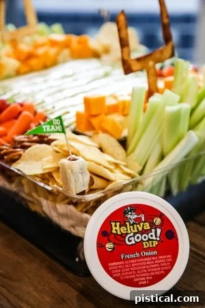 Thirteen Touchdown Dips 5 Another imaginative snack stadium design showcasing different snacks arranged in a stadium format, ready for game day.