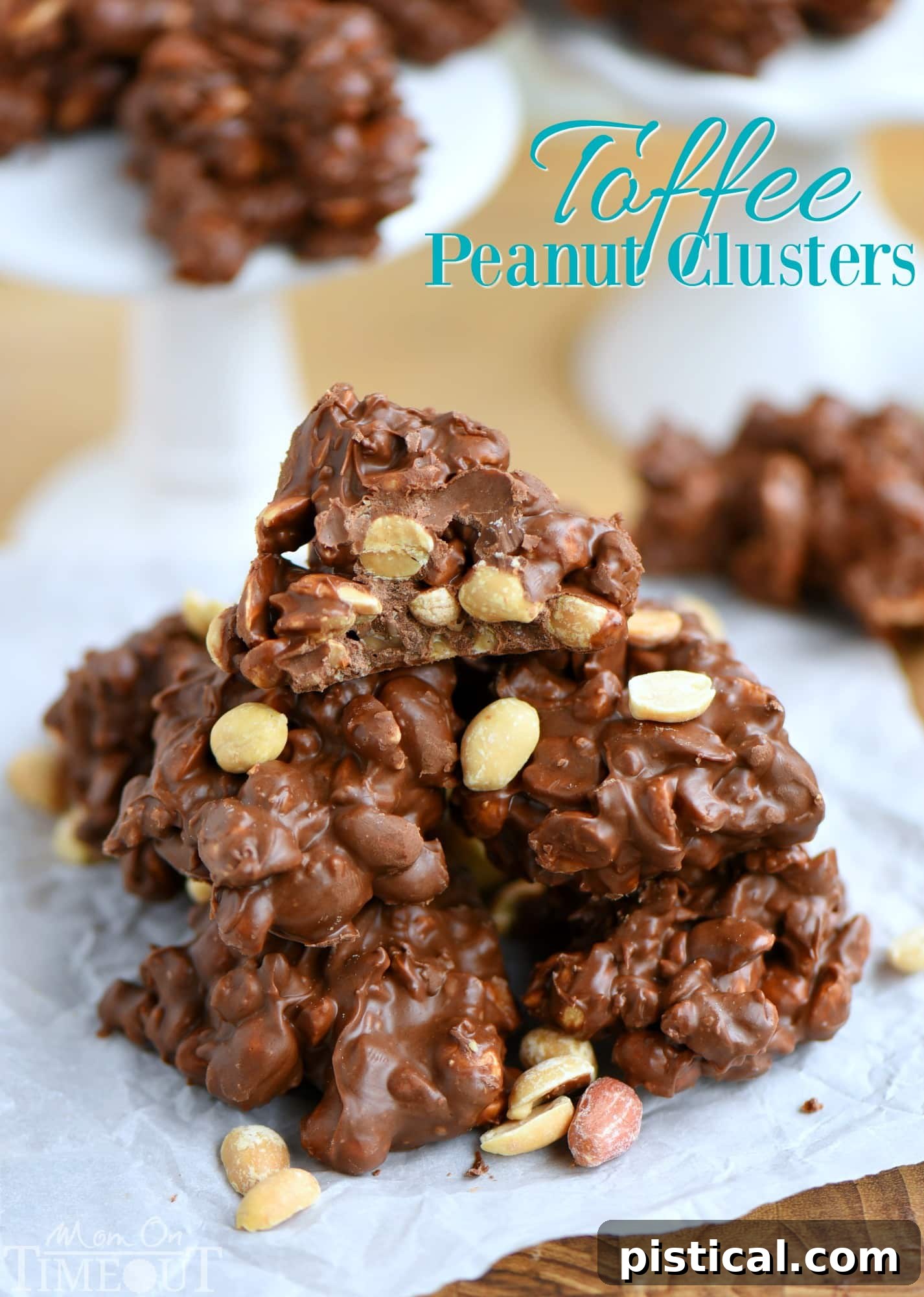 Golden Toffee Peanut Delights 2 A close-up shot of homemade Toffee Peanut Clusters on parchment paper, highlighting their rich chocolate and crunchy texture. Perfect for an easy, microwave-friendly dessert or gift.