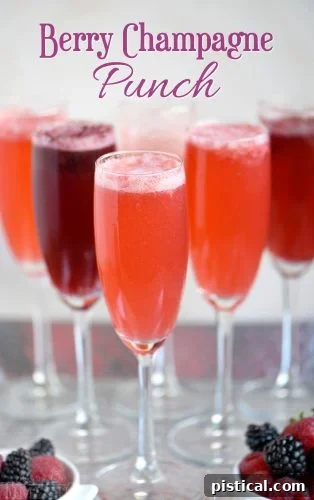 Refreshing Berry Champagne Punch garnished with fresh berries, perfect for a festive Easter celebration.