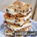 Delicious Chocolate Chip Cookie Cheesecake Bars recipe.
