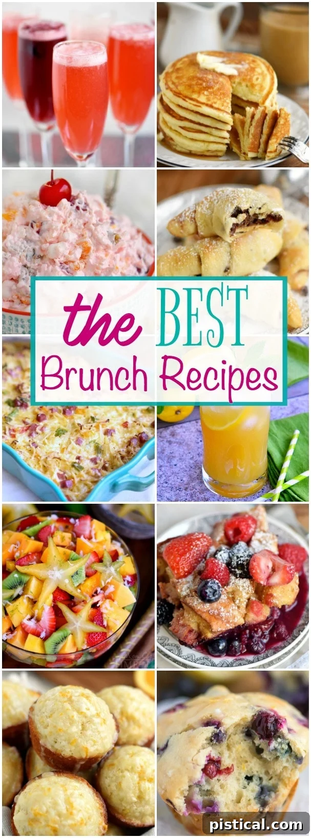 Unforgettable Brunch Creations 3 Collage of various delicious brunch recipes from Mom On Timeout.