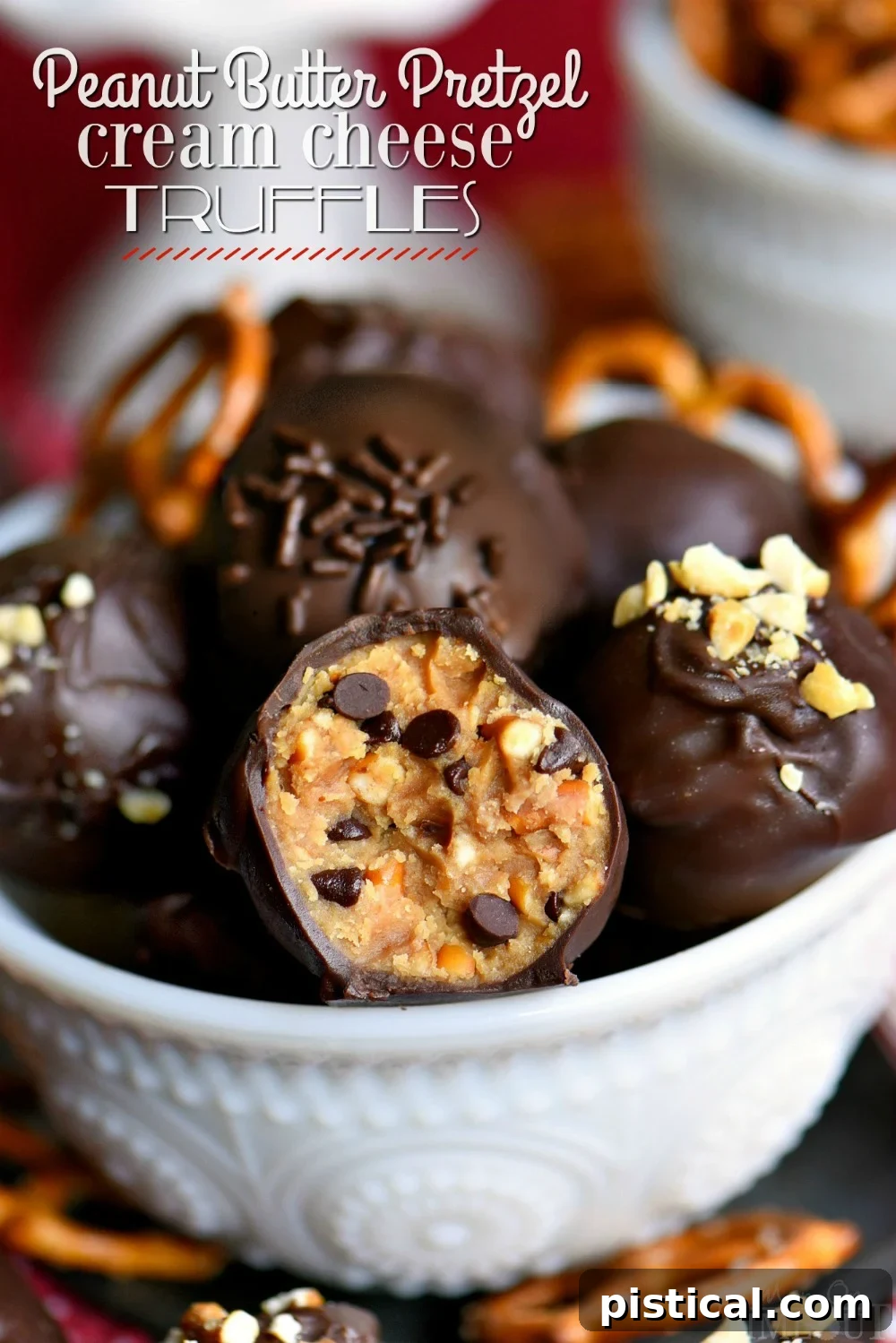 Easy Peanut Butter Pretzel Truffles, creamy and delicious, packed with peanut butter, chocolate chips, and pretzels. A perfect sweet and salty combination for any party or holiday gathering.