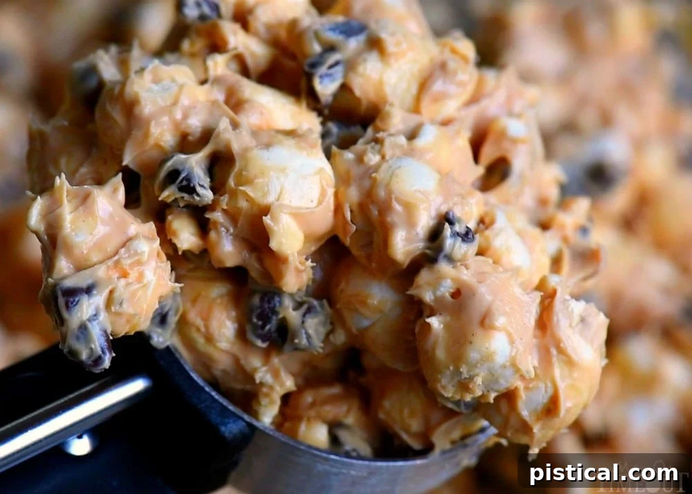 No Bake Peanut Butter Avalanche Popcorn Treats Scoop