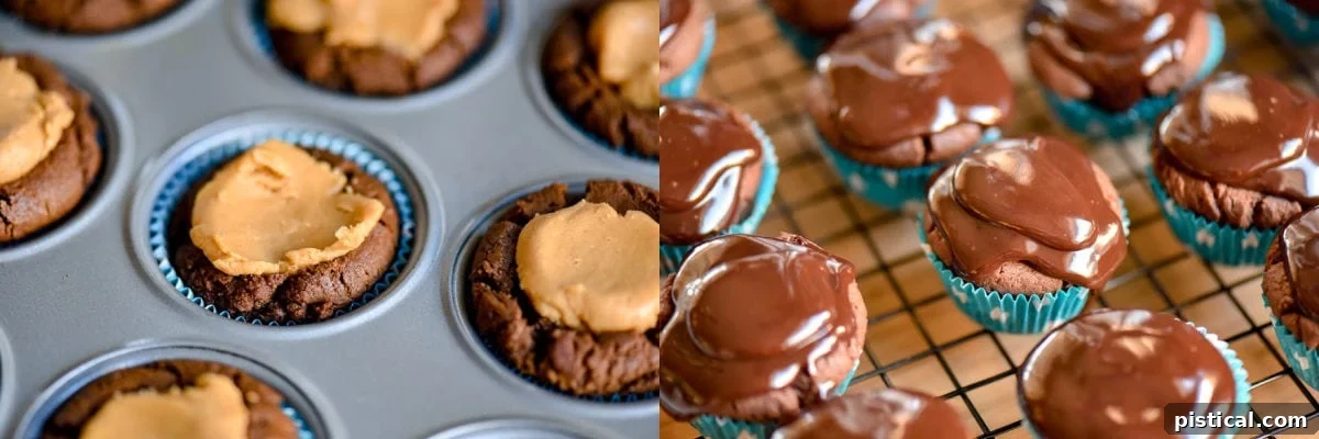 two image collage showing how to make buckeye bites.