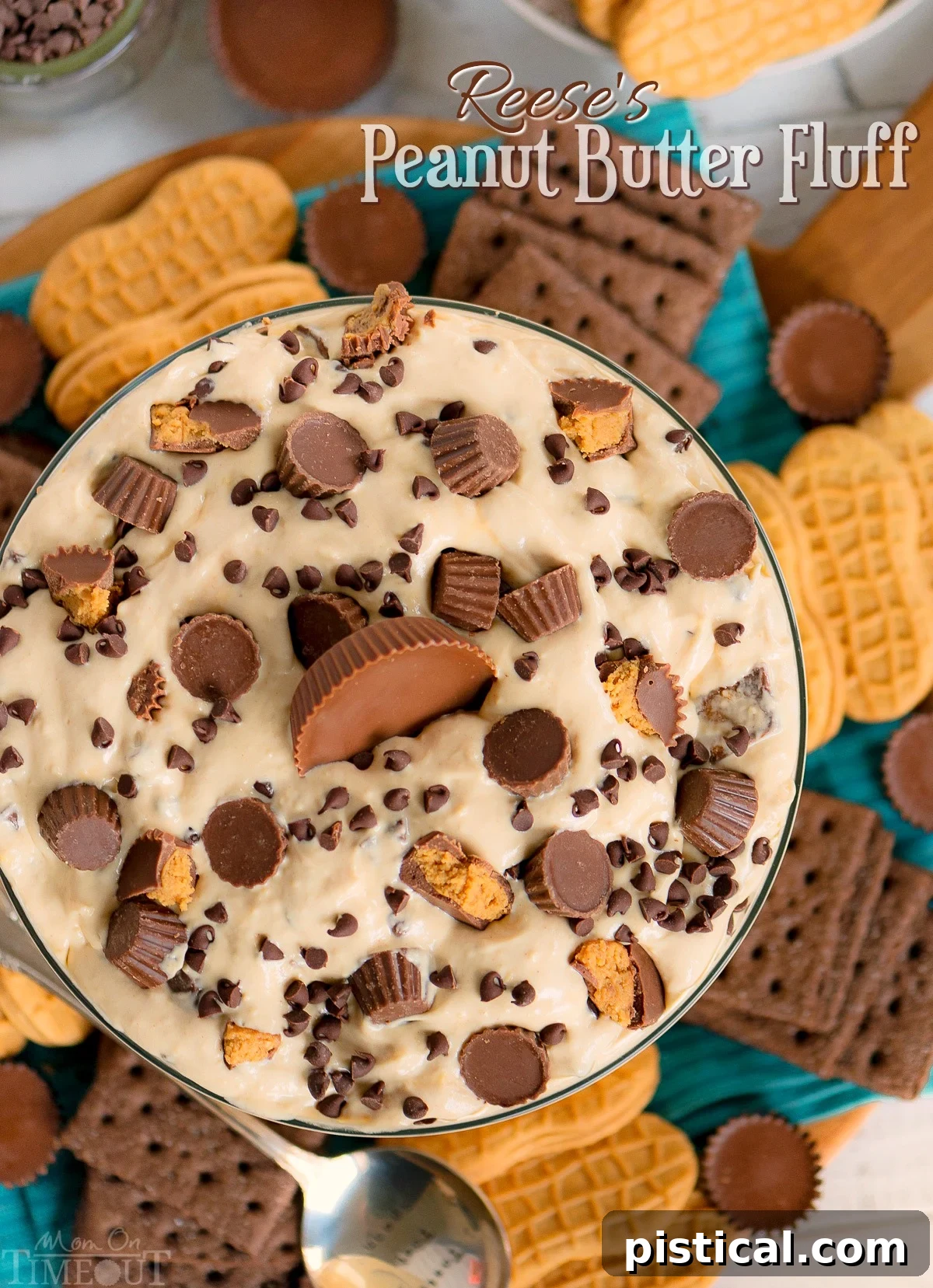 Reese's Peanut Butter Fluff is an easy and delicious dip or dessert that can be made in just 5 minutes and is perfect for family gatherings, BBQs or game day. Serve with fresh fruit or go all in with chocolate graham crackers and peanut butter cookies as dippers. You can't go wrong either way. Reese's Peanut Butter fluff dessert