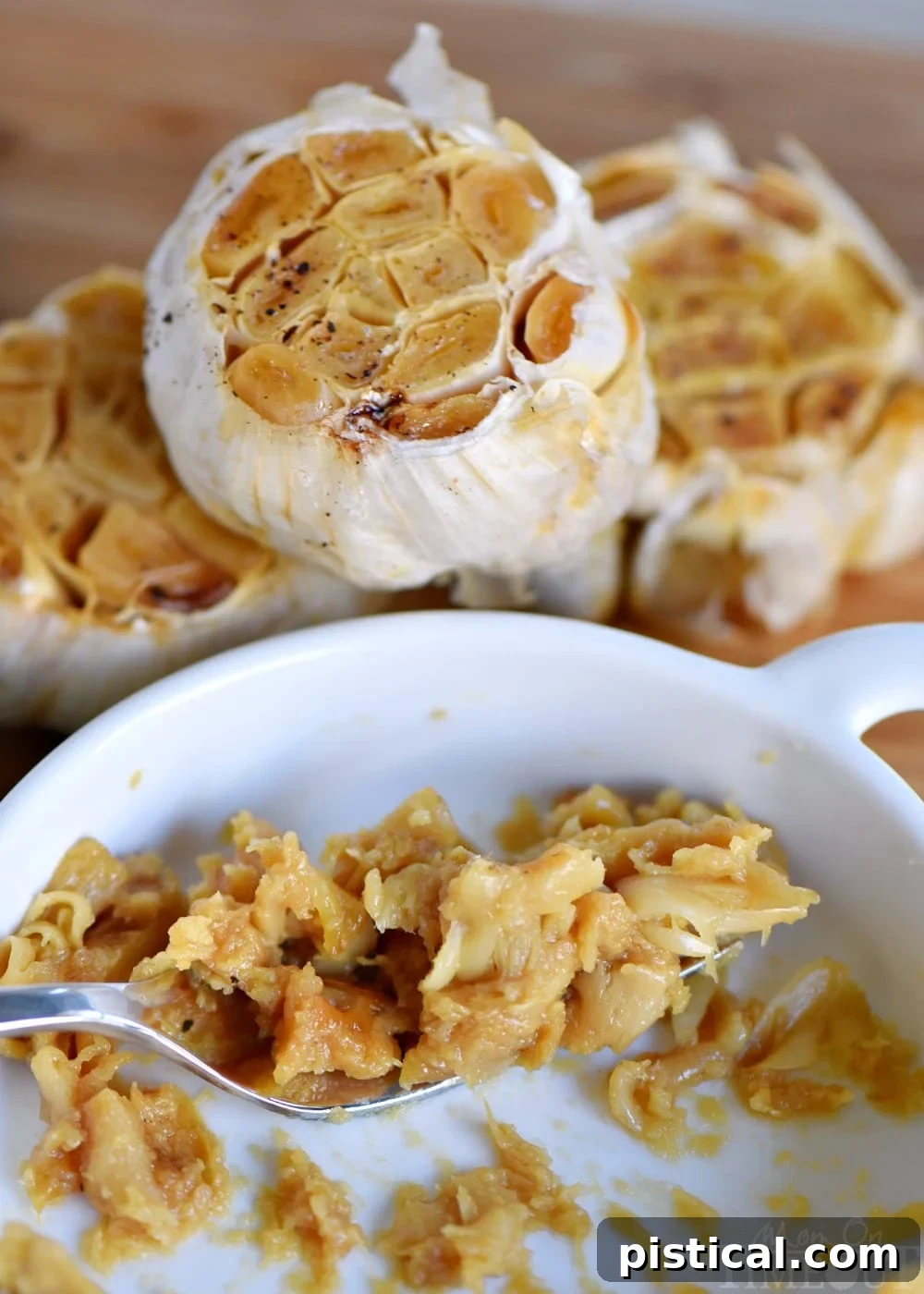 Creamy roasted garlic paste extracted from the heads.