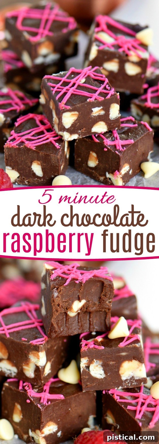 Decadent 5-Minute Dark Chocolate Raspberry Fudge 8 Dark Chocolate Raspberry Fudge presented on a serving platter, showing off its beautiful marbling and rich color. Perfect for sharing at parties or as a homemade gift.