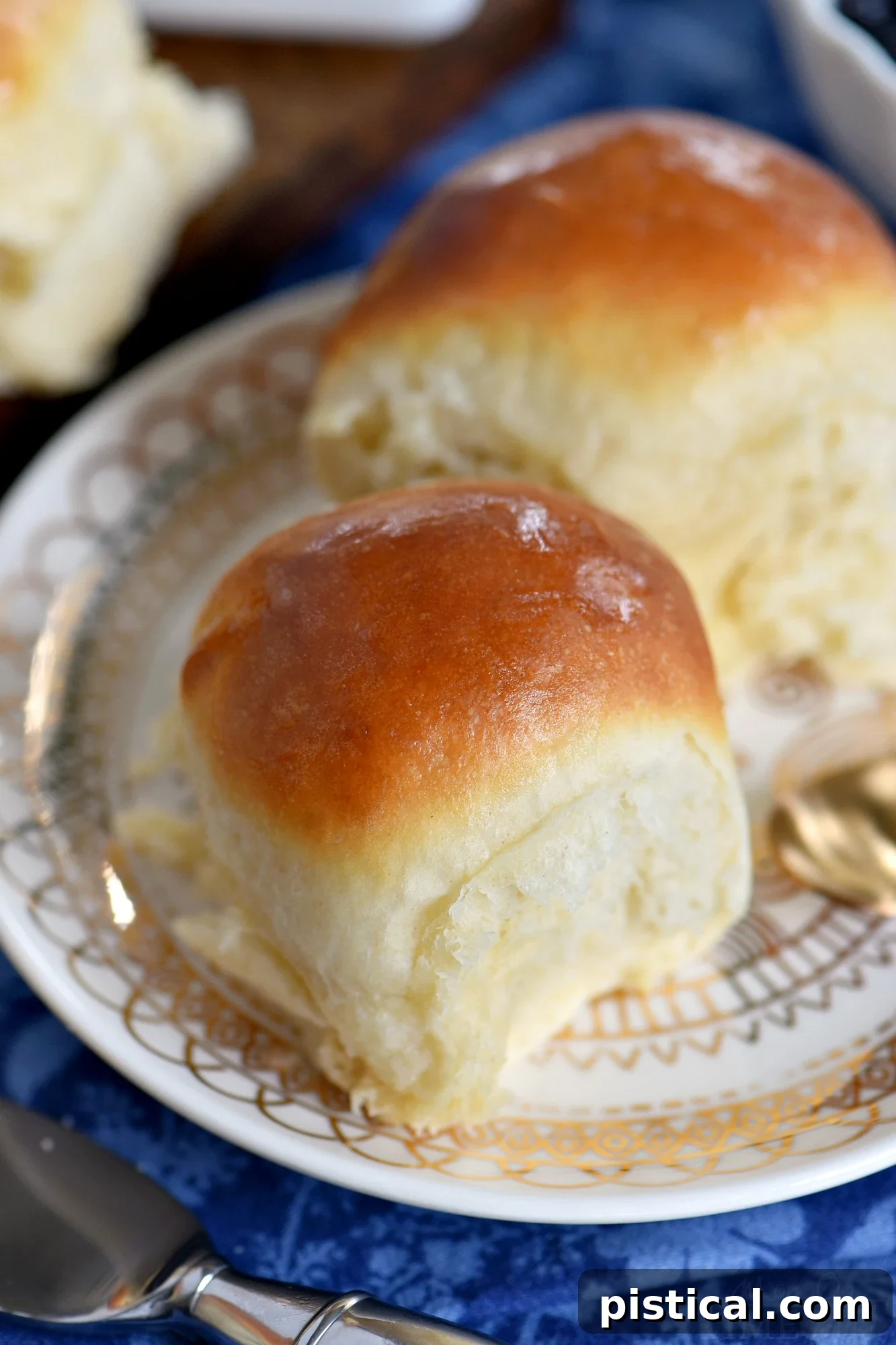 From scratch dinner rolls, perfectly golden and fluffy