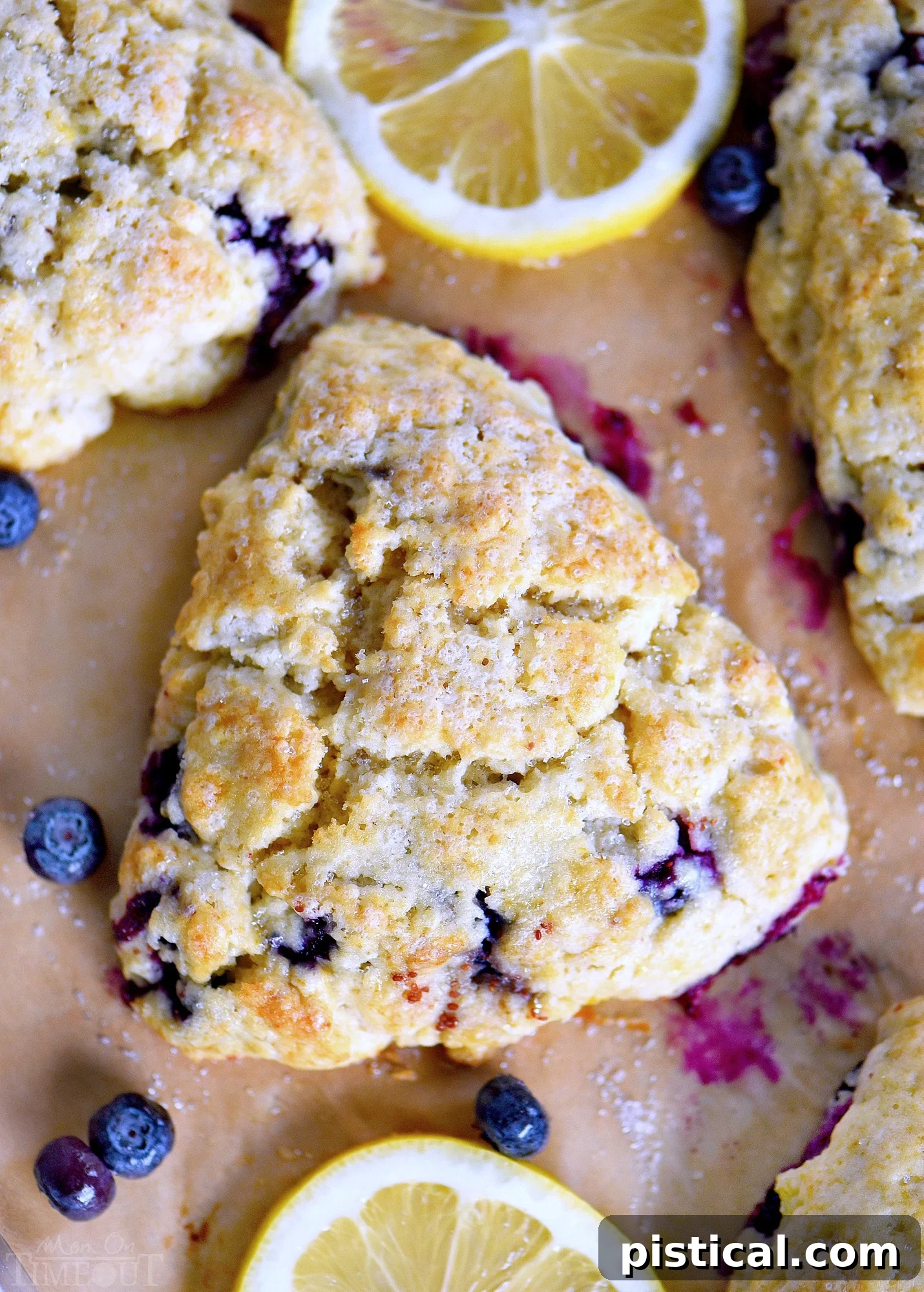 Zesty Lemon Blueberry Scones 2 Lemon Blueberry Scones served with lemon curd and cream