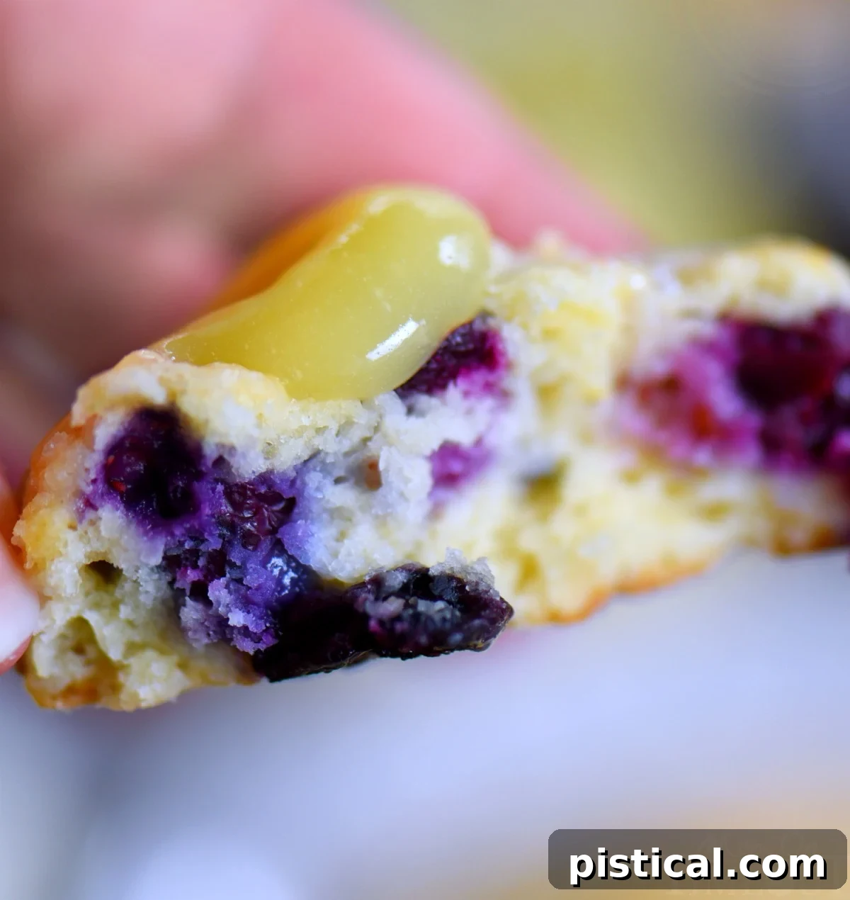Zesty Lemon Blueberry Scones 4 Close-up of baked Lemon Blueberry Scones with golden crust