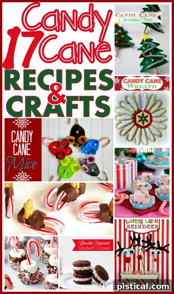 Inspiring Candy Cane Crafts and Recipes for a Memorable Holiday A festive collage of various candy cane crafts and recipes, featuring delectable treats and creative DIY ideas, perfect for holiday celebrations and family fun.