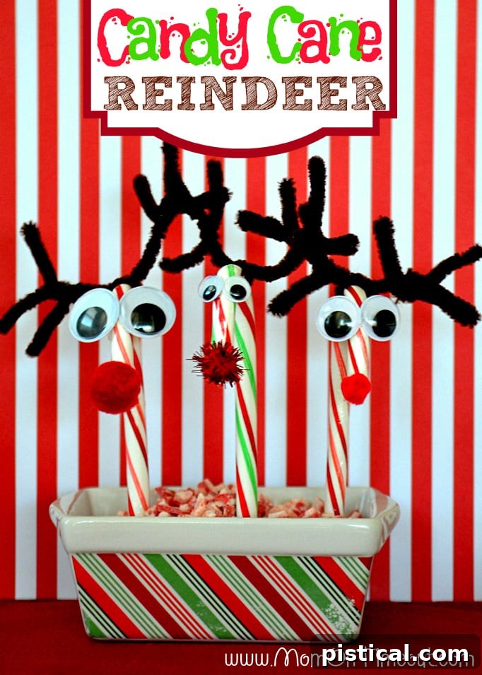 Candy Cane Reindeer Charming candy cane reindeer, crafted with pipe cleaners and googly eyes, transforming a simple candy cane into a delightful holiday character, perfect for gifts or decorations.