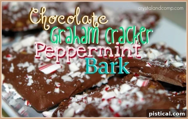 chocolate-graham-cracker-peppermint-bark-1024x650 Delicious chocolate graham cracker peppermint bark, artfully broken into pieces, showcasing layers of dark chocolate, crunchy graham crackers, and festive crushed peppermint candy.