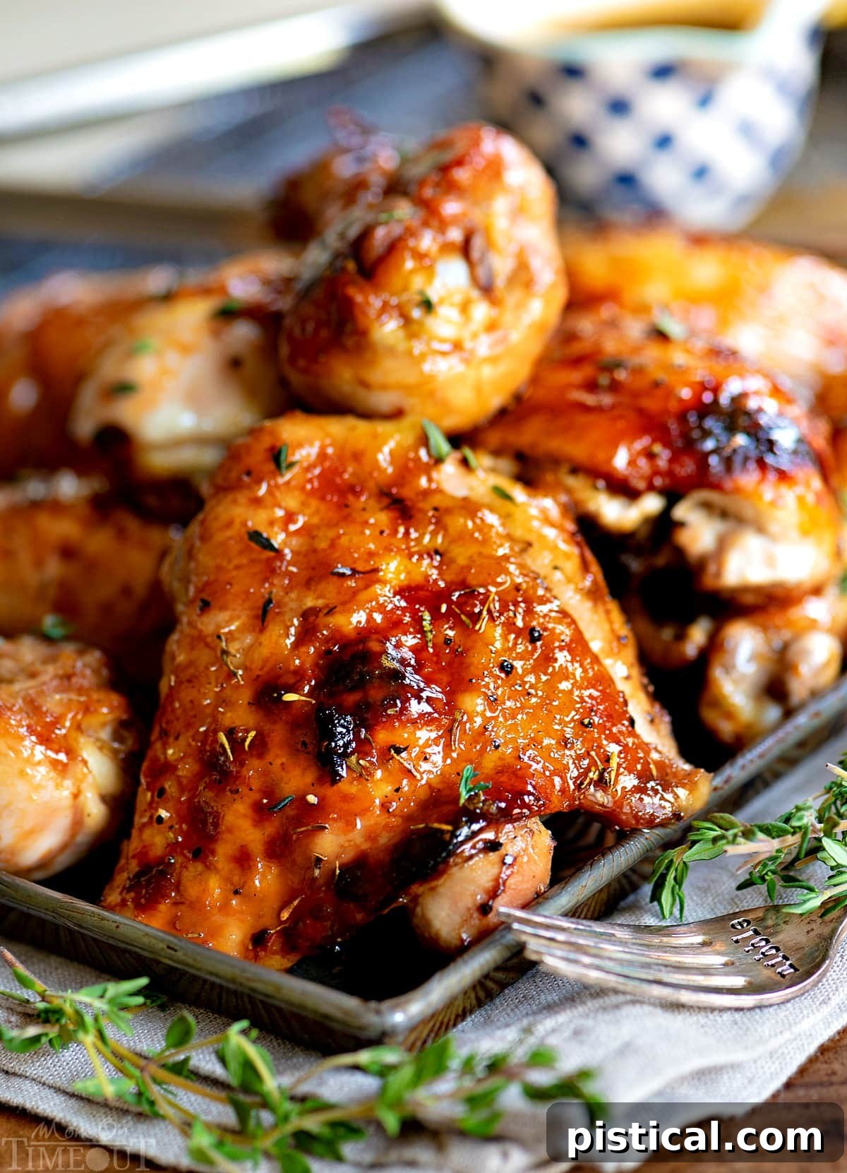 Perfectly roasted glazed honey balsamic chicken pieces on a serving platter, ready to be enjoyed.