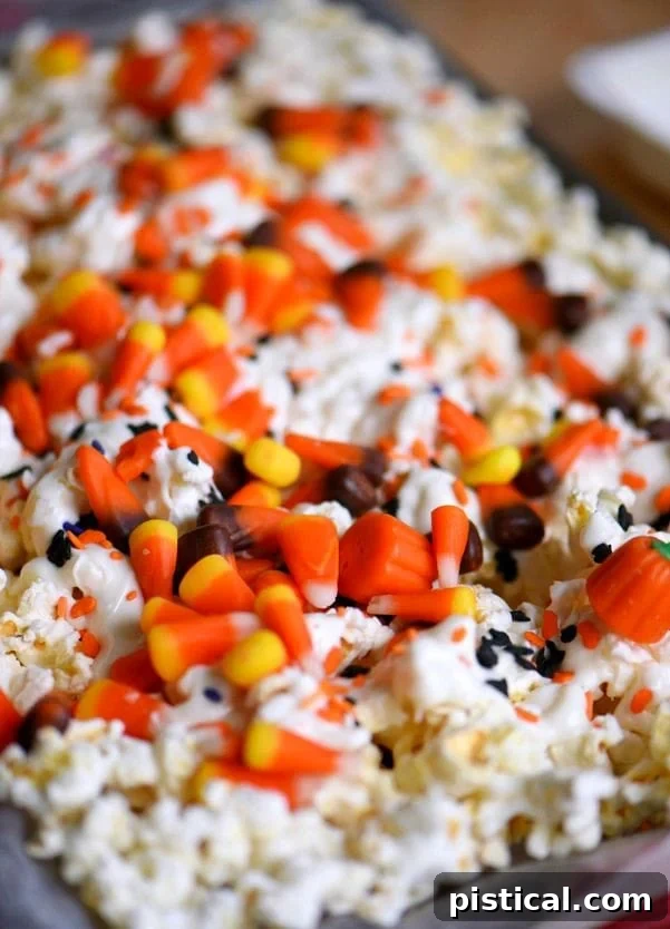 candy-corn-halloween-mix, quick fall snack recipe, customizable popcorn munch