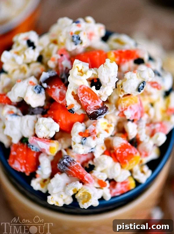 Halloween-snack-mix, easy fall party food, candy corn alternative