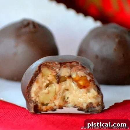 A festive display of Maple Nut Chocolate Candies, perfectly coated in chocolate and ready to enjoy.