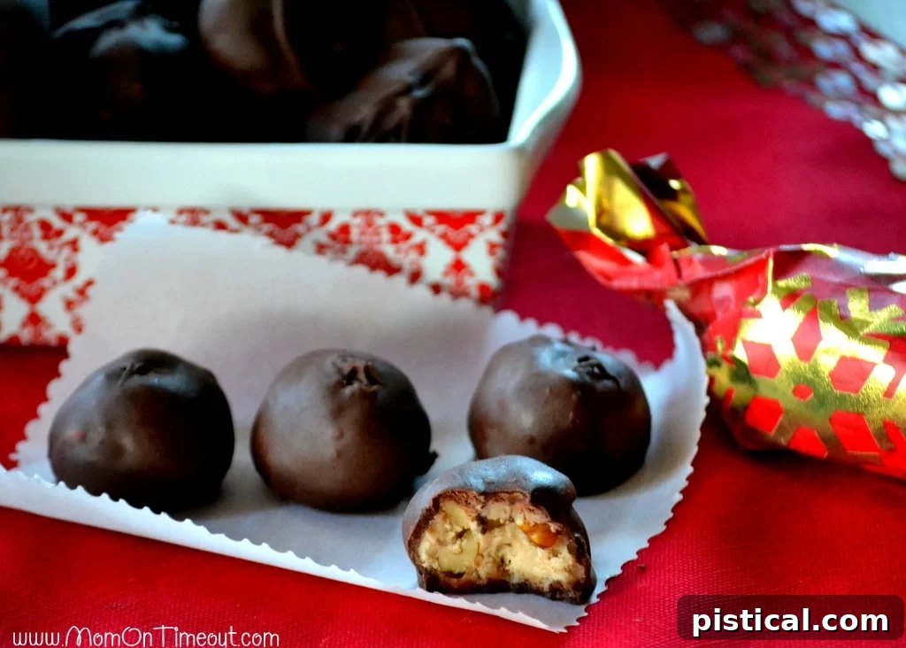 Close-up of Maple Nut Chocolate Candies, showcasing their rich texture and perfect coating.