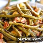 Slow Cooker Green Beans with Bacon in a serving bowl