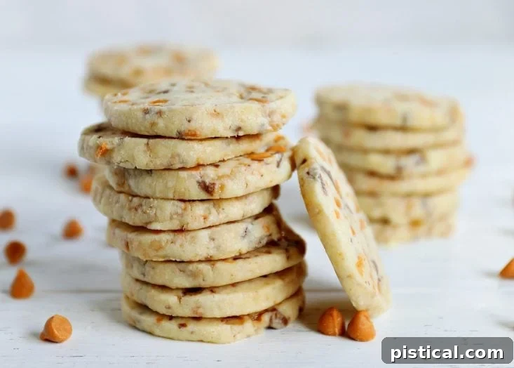 Ingredients for easy butterscotch shortbread cookies laid out on a white surface