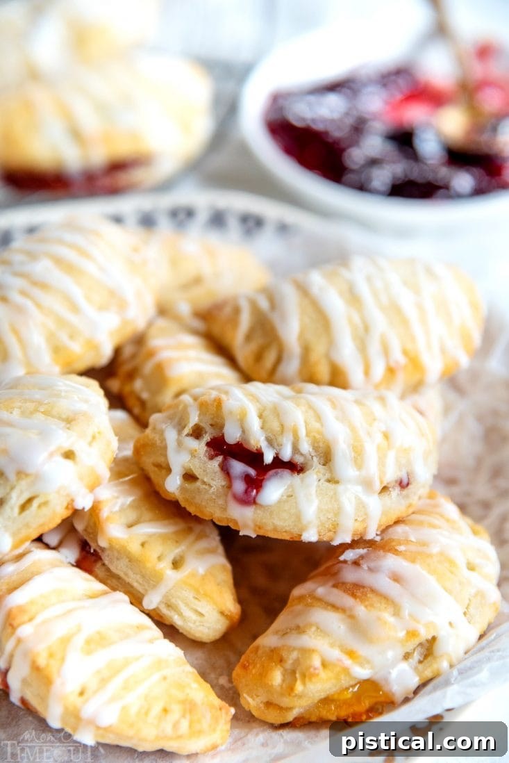 A close-up of a sliced cookie empanada, revealing its sweet fruit preserve filling
