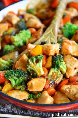 Delicious chicken stir-fry with a colorful mix of fresh vegetables, ready in minutes for a healthy dinner.