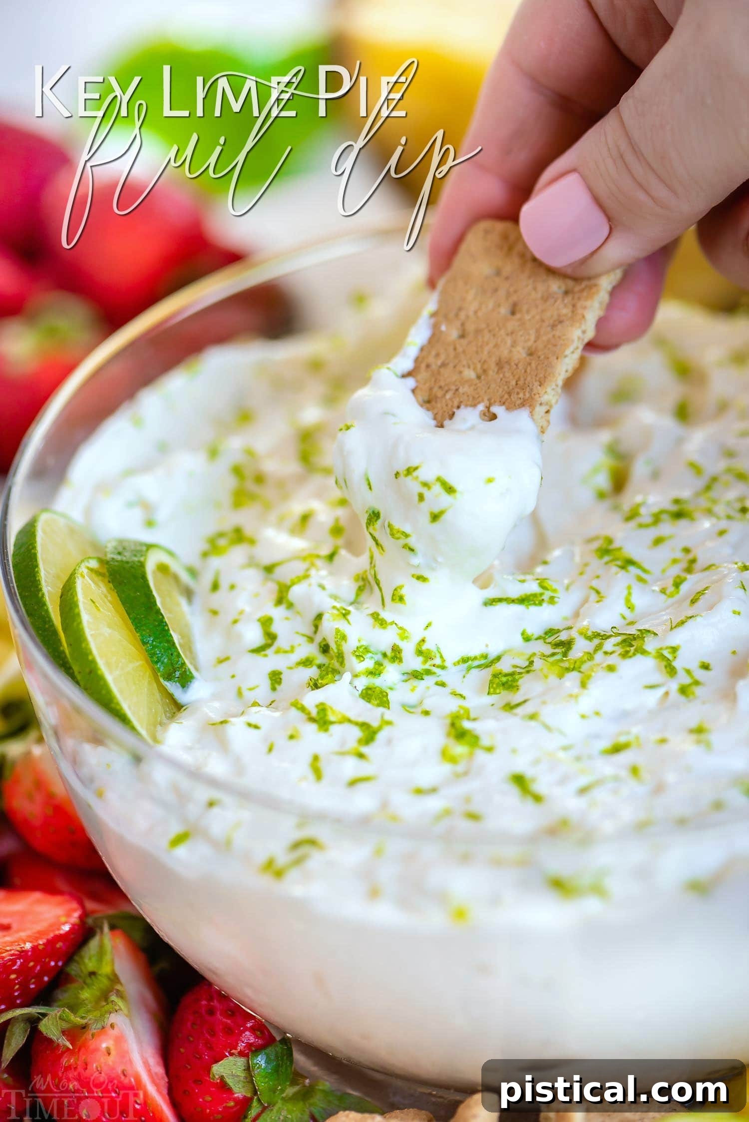 Refreshing Key Lime Pie Fruit Dip with fresh fruit for summer entertaining