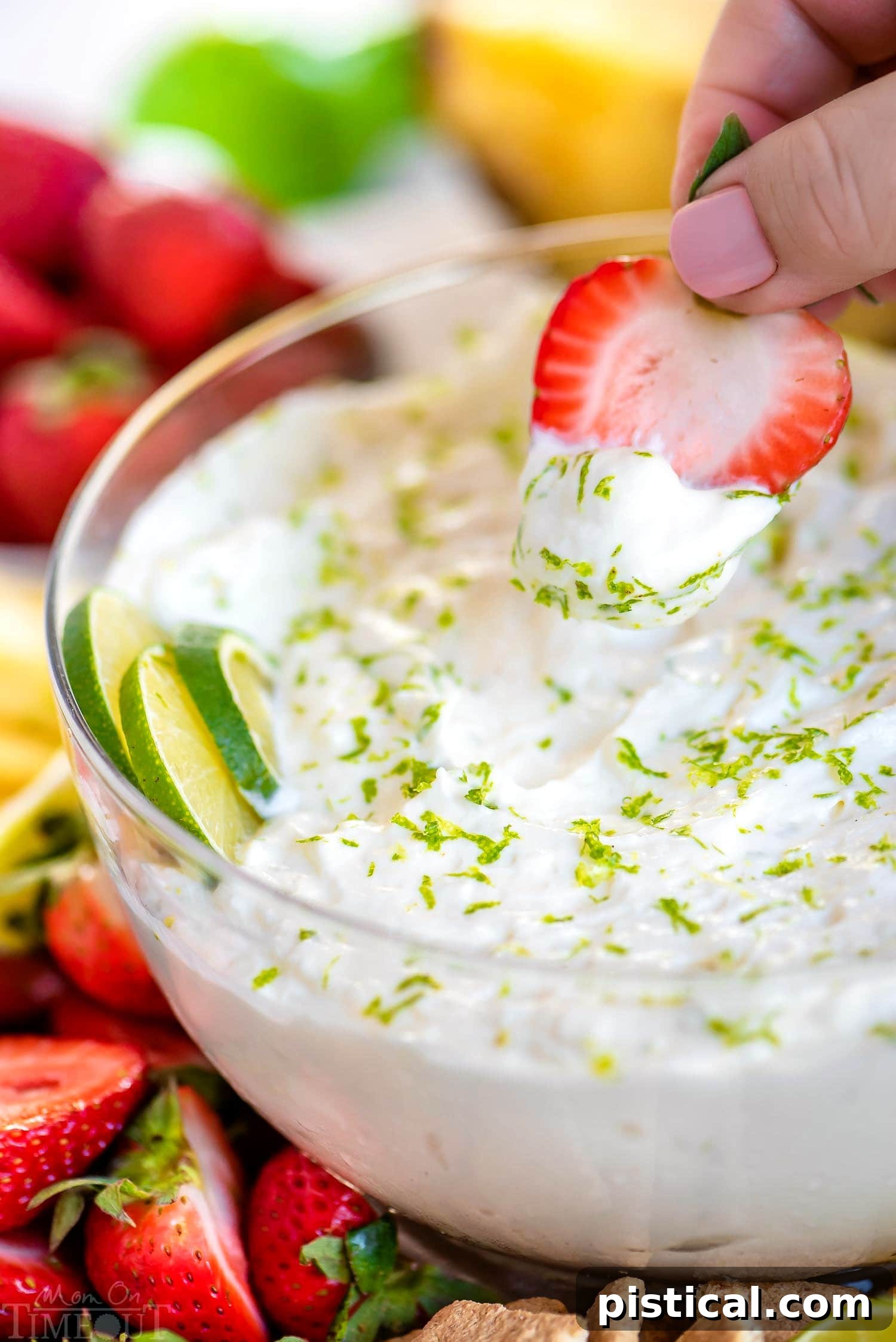 Key Lime Pie Fruit Dip ingredients combined in a bowl